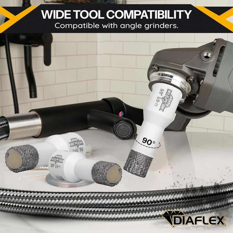 DIAFLEX Premium Brazed Core Bit – 5/8" Diamond Hole Saw for Porcelain, Ceramic, Stone, Dekton – 5/8"-11 Thread – Fast Clean Cuts – Vacuum Brazed – Wet or Dry Use - Image 5